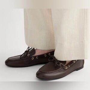 Everlane Dark Brown Leather Women's Loafers with Gold Eyelets